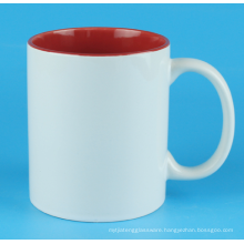 11oz Ceramic Sublimation Coffee Mug-White outside and Color inside.